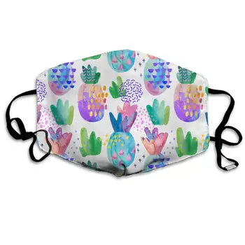 

Colorful Pineapples With Watercolor Texture Washable Reusable Mask, Cotton Anti Dust Half Face Mouth Mask For Kids Teens Men