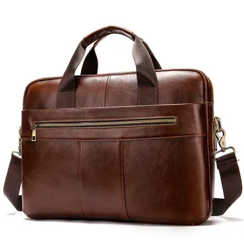 

Men's Shoulder Bags Briefcases for Documents Bag Cowhide Leather man Briefcase men laptop male messenger Zipper Bag