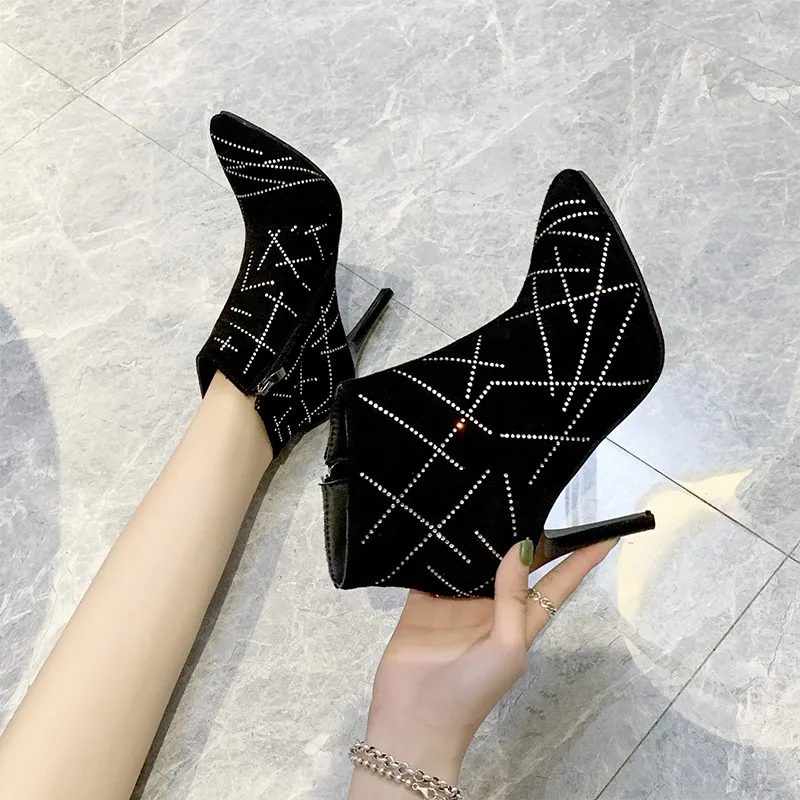 

Super High Heels Martin Boots Women Thin Heels Ankle Boots for Women Boots Suede Pointed Toe Pumps Women Shoes Autumn Boots 2019