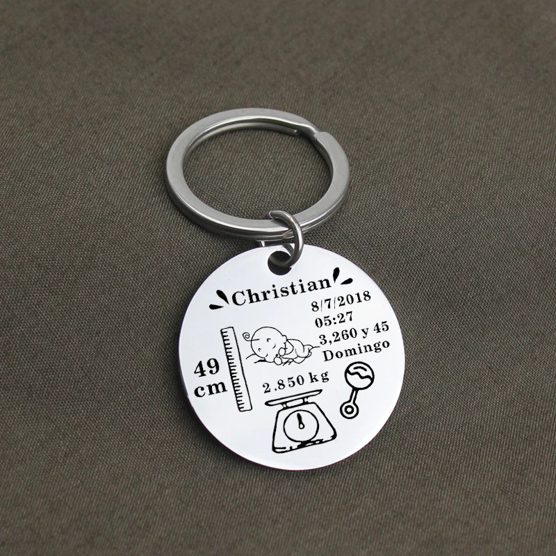 Custom Baby Keychain Personalized Name Date of Birth Weight Time Newborn Height Memorial Statistics Keyring New Mother Gift | Украшения и