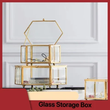

Creative Nordic Jewelry Box Glass Storage Box Retro Style Dressing Box Finishing Collection Nail Shop Home Decoration Ornament