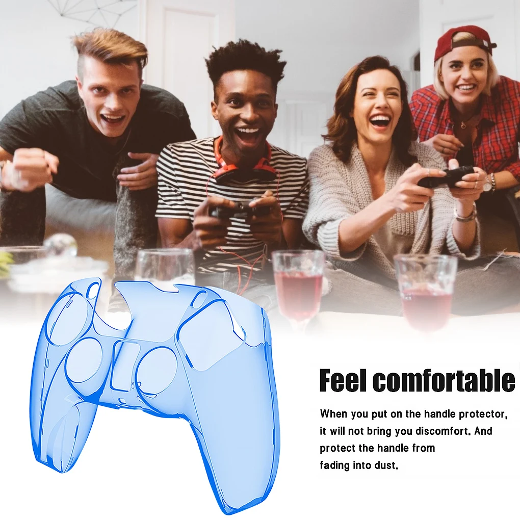 

Ultra-thin PC Game Controller Case Handle Protective Cover Replacement for 5 PS5, Clear/Clear Blue/Clear Red