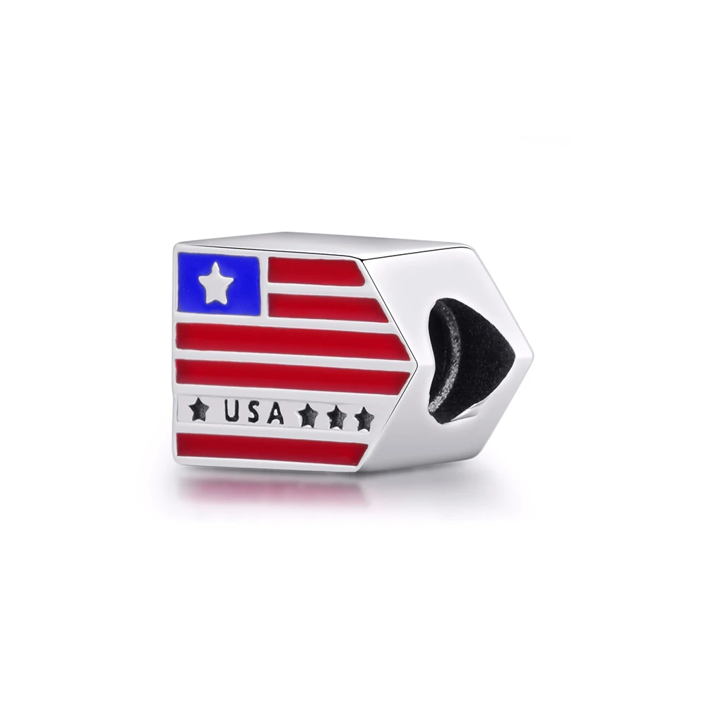 CKK 100% 925 Sterling-Silver USA Icon Epaulet Charm DIY Fits for Making Charms Bracelets Red White Blue Color | Украшения и