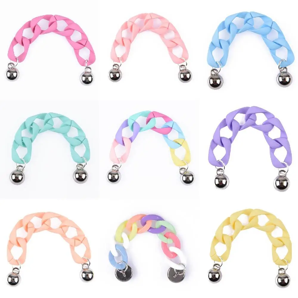

1pcs Dream Color Chain Shoe Charms Colorful Bling Rhinestone Pearl Shoes Decoration Colorful Pink Rainbow Resin Girl Accessories