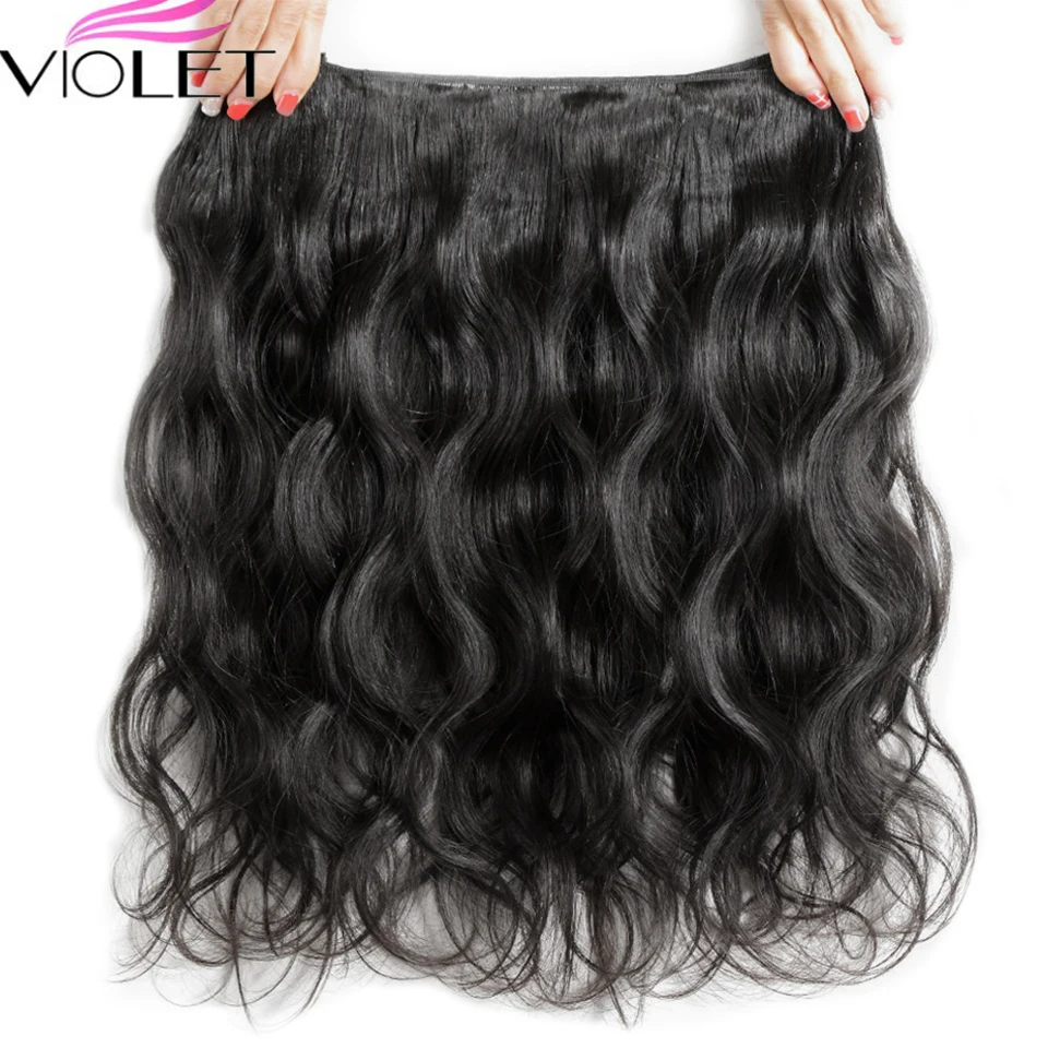 VIOLET Peruvian Body Wave Hair Bundles Non Remy Human Hair Weave Extensions Natual Color 8-26 Inch Hair Extensions