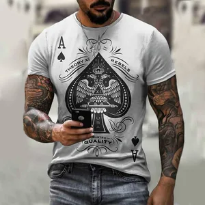 Spades Poker Men's Fashion Short Sleeve T-shirt Retro Streetwear Casual O-neck Summer Plus Size Loose Men, Logo 2021