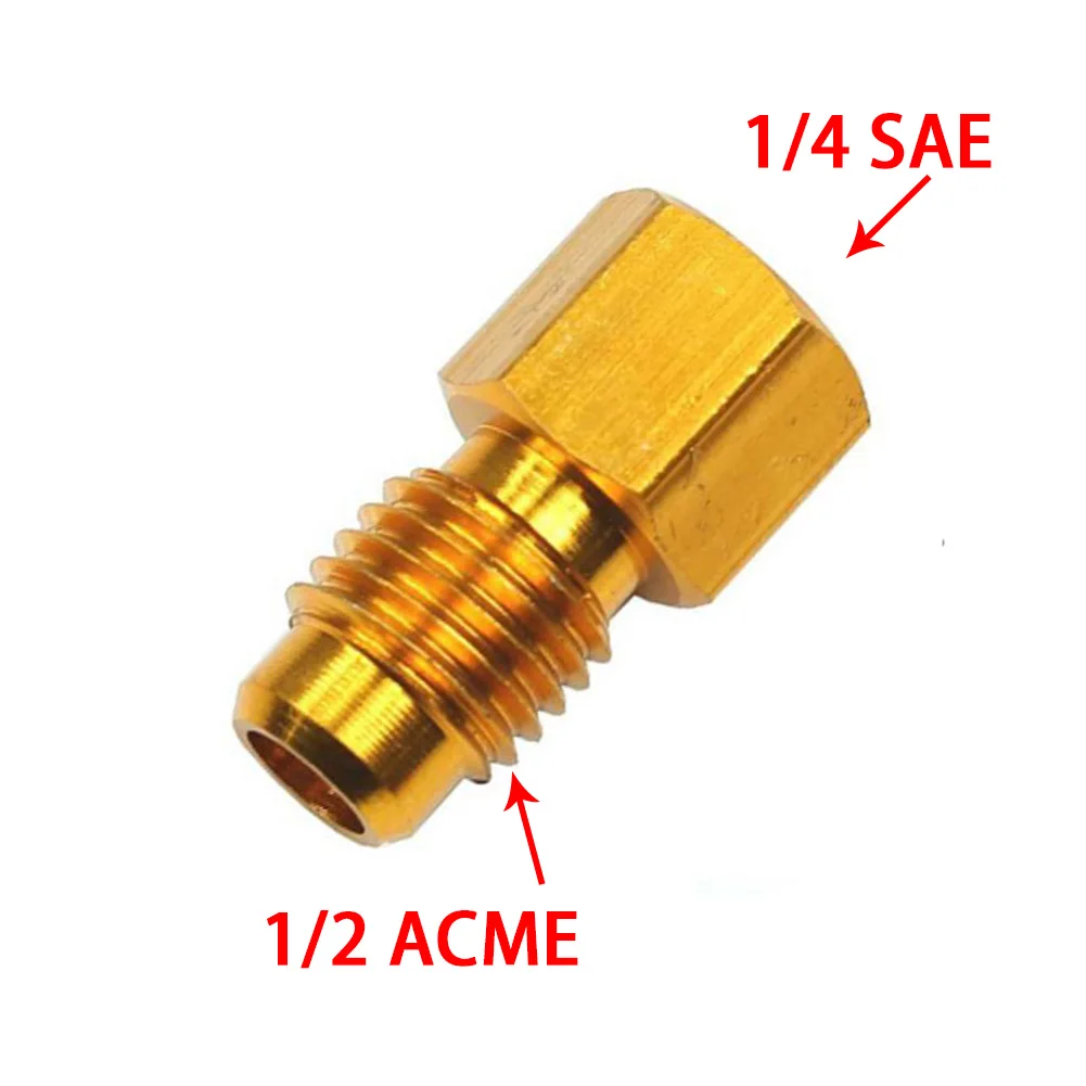 Adaptador de acondicionador de automóvil de latón R134A R12, acoplamiento rápido, macho ACME de 1/2 , Color dorado SAE, 1 Uds.