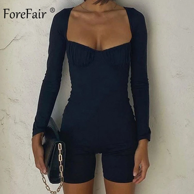 Forefair Summer Sexy Bodysuit Ruched Zip Bodycon Low Chest Square Neck New Fashion Sports Long Sleeve Breathable Slimming Romper Forefair Summer Sexy Bodysuit Ruched Zip Bodycon Low Chest Square Neck New Fashion Sports Long Sleeve Breathable Slimming Romper