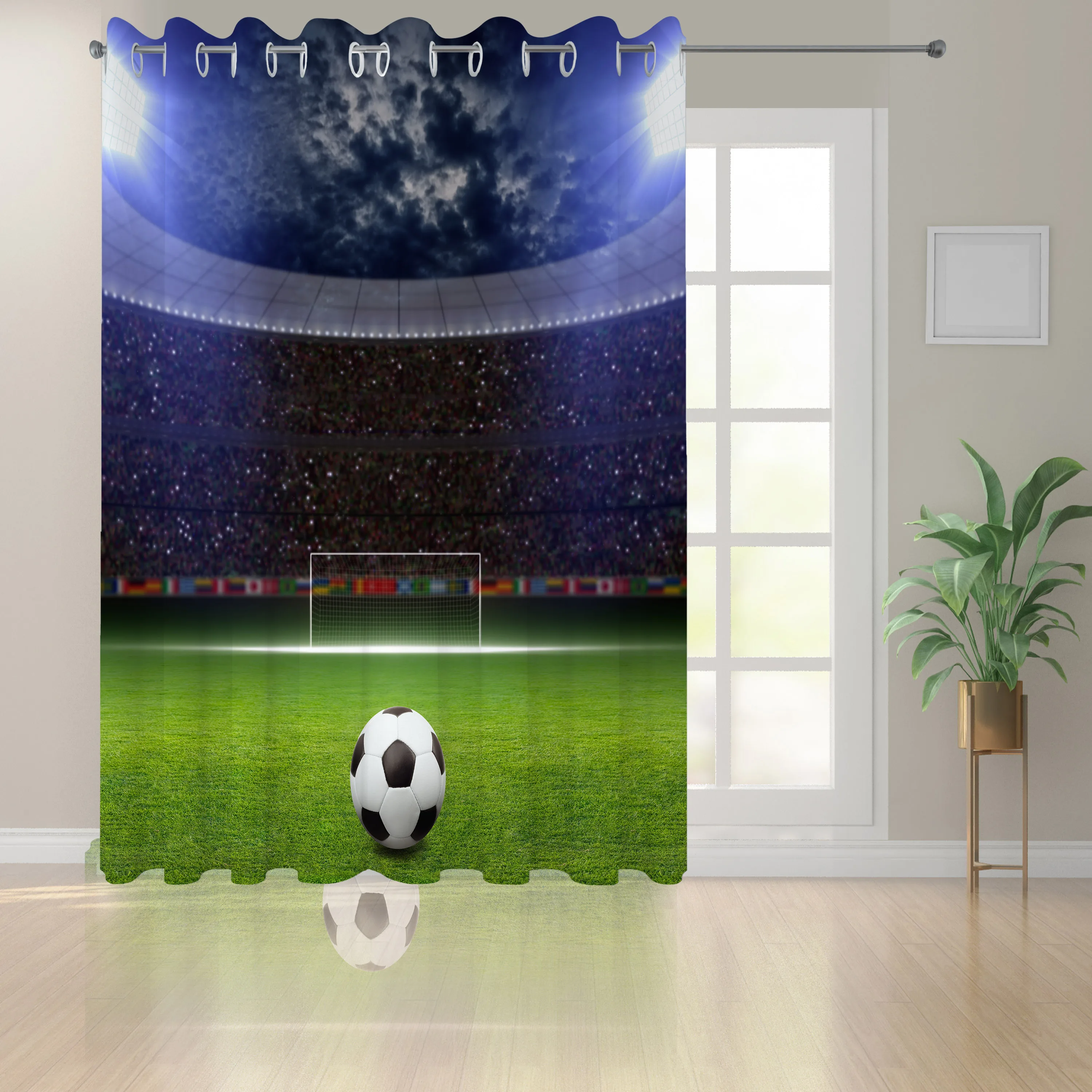 Feelyou Cortinas de janela de bola de futebol fogo jogos cortinas blackout  para crianças futebol americano