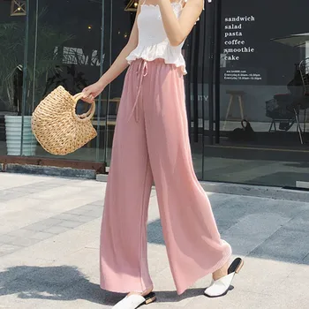 

Loose Casual Pleated Women's Thin Ankle-length Pants Fashion Trend Solid Color Wide Leg Pants Solid Color Casual!