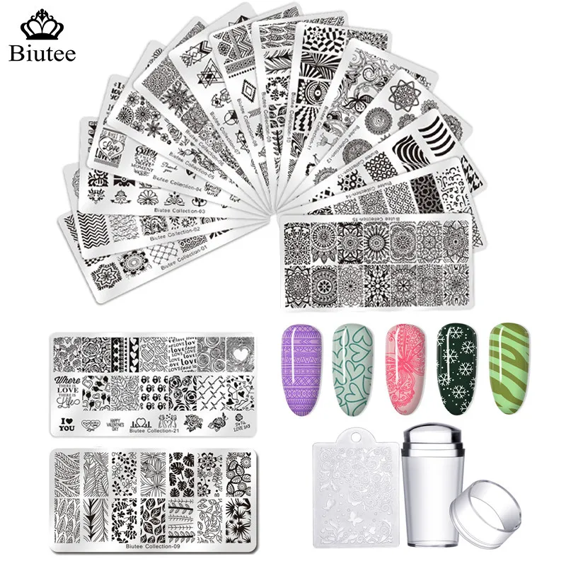 12*6cm Big Size Nail Art Stamping Plate Lines Animal thicken Template Printing mold Plates Nail Art Stencil Decor Stamp Tool 2