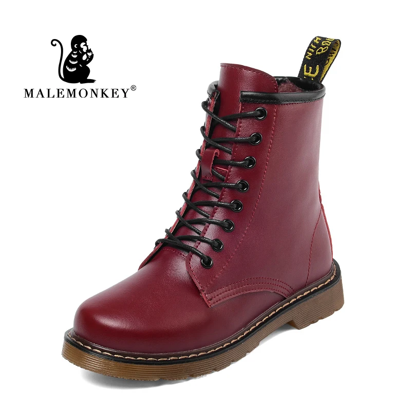 Snow Boots Winter Boot Fur Warm Comfortable Ankle Boots for Women Martin Boots Genuine Leather Shoes Flat Casual Booties