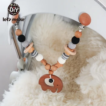 

Let'S Make 1pc Oil Play Gym Stroller Toys Baby Prom Wooden Teether Beech Wood Star Bell Pacifier Clip Crochet Beads Baby Teether