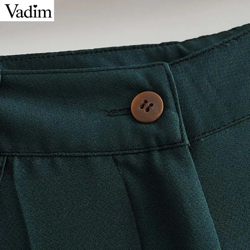 Женское элегантное платье vadim сплошной flare брюки на молнии с карманами, в европейском стиле, женские повседневные Модные Брюки Панталоны тонкого покроя для KB133