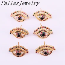 10 пар Позолоченные блестящие дизайнерские радужные серьги-гвоздики с цирконием многоцветные CZ сборка украшения серьги для женщин