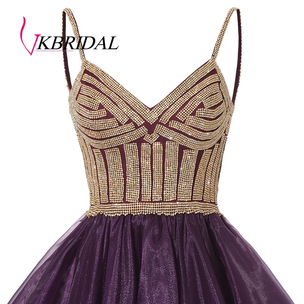 VKBRIDAL сексуальные ремни короткие выпускные платья мода кристаллы верх из органзы и кружева платье для выпускного вечера для юниоров