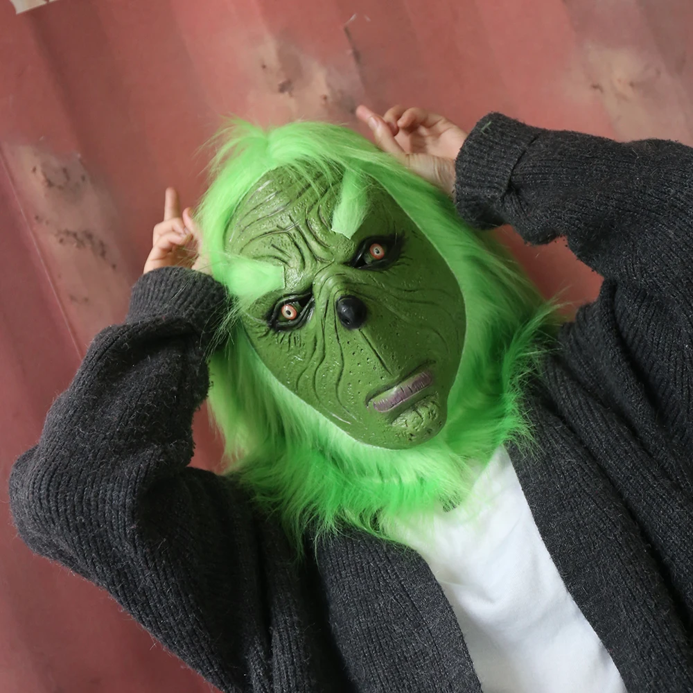 Новая забавная латексная маска на всю голову на Рождество Grinch, карнавальный костюм на Хэллоуин, Вечерние Маски для взрослых, карнавальные маски Grinch