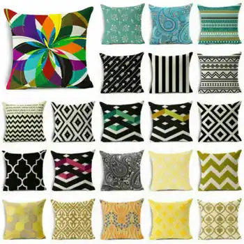 

Geometric Stripe Pillowcase Printed Cotton Linen Throw Pillow Case for Home Office Pillow Covers