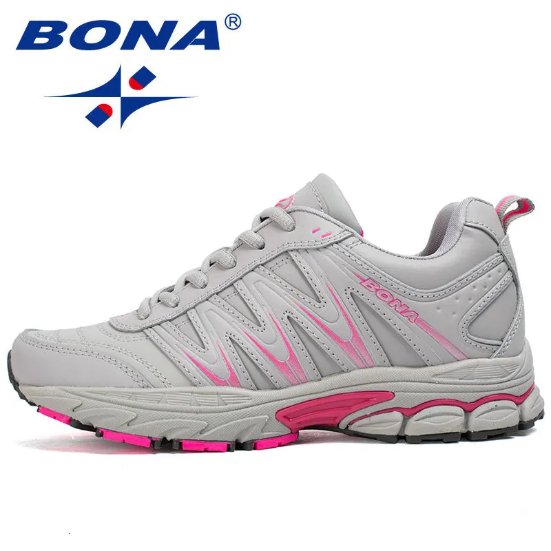 BONA/Новинка; популярный стиль; Zapatos de mujer; женская прогулочная обувь; спортивная обувь; Уличная обувь для бега; спортивная обувь; удобные кроссовки для женщин - Цвет: Pink Light Gray
