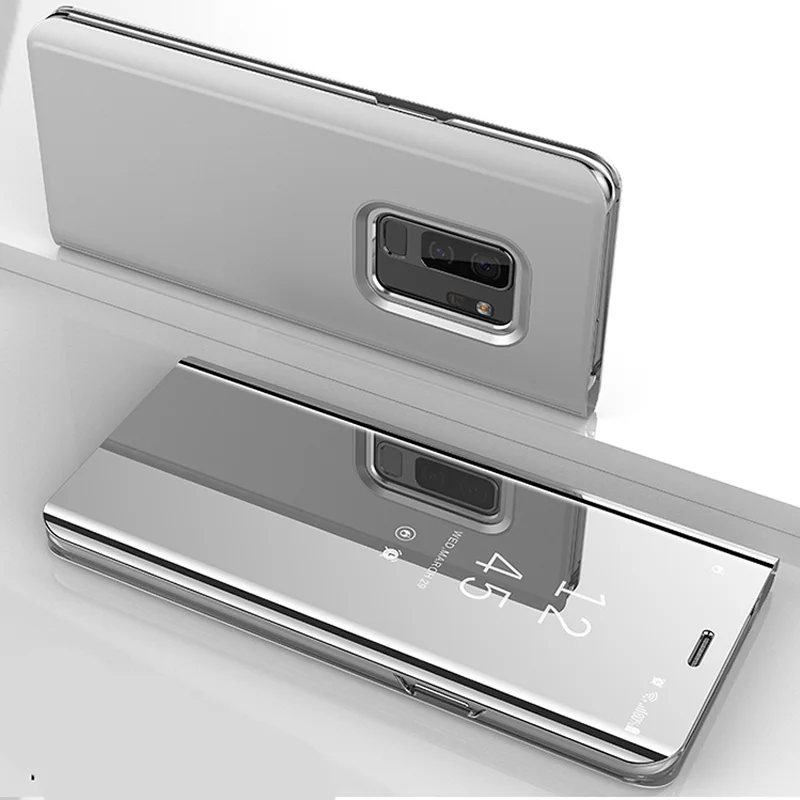 Серебристый Чехол s умное зеркало сотовый Чехол для телефона чехол для samsung S10 E S9 S8 S7 S6 Edge Plus Note 10 8 9 5 4 A9 star lite C8 J2 Prime - Цвет: Серебристый