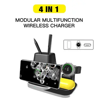 

10W 4-IN-1 QI Wireless Charging Dock Mobile Phone Fast Charging Stand Pencil Organizer Holder For Galaxy Watch For Galaxy Buds