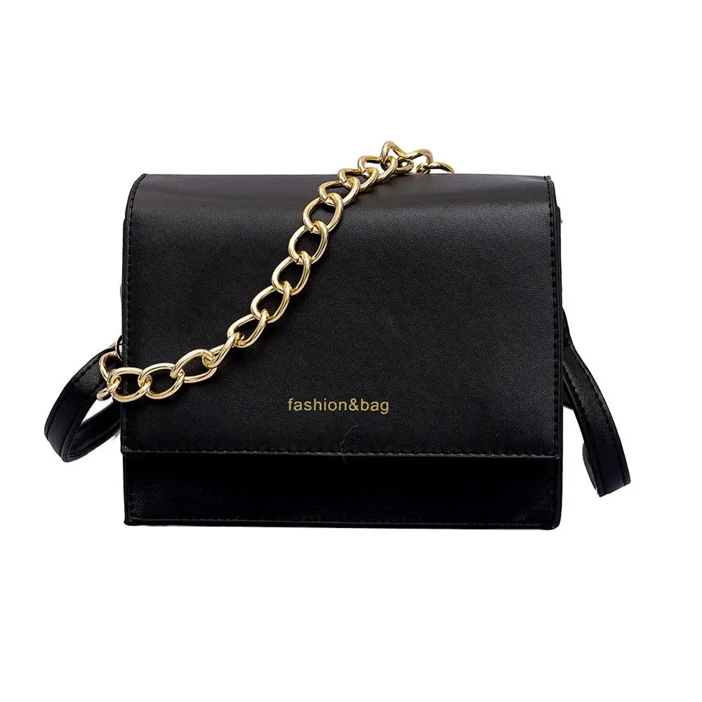 Брендовая дизайнерская сумка на цепочке с клапаном, сумка-мессенджер для женщин из искусственной кожи, модная однотонная мини-сумка на плечо Bolsa Feminina - Цвет: Черный