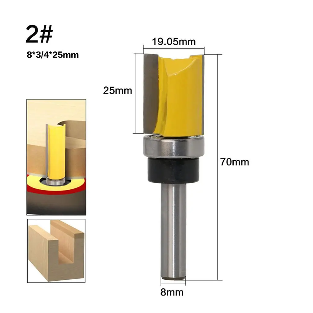 B 8MM Shank Template Trim Hinge Mortising Router Bit Straight End Mill Trimmer Tenon Cutter for Woodworking Milling Cutter - Длина режущей кромки: B