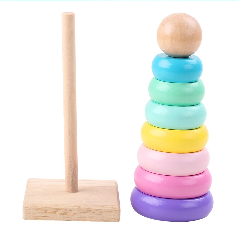 Радуга башня стеки Jenga Детский пазл для раннего развития детская игрушка строительные блоки деревянный пазл