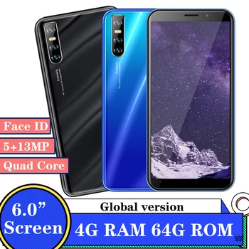 

Quad Core A71 Android Phones 13MP 4G RAM 64G ROM MTK Big Screen Original Smartphone Face ID Mobile Phone unlocked Celulars WiFi
