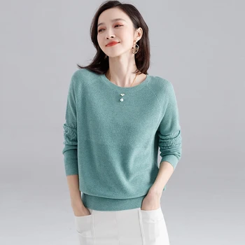 

New Green Yellow Hollow Out Knitted Women Pullover Sweater Long Sleeve Female Autumn Winter O Neck Sweater Ladies Jumper 2019