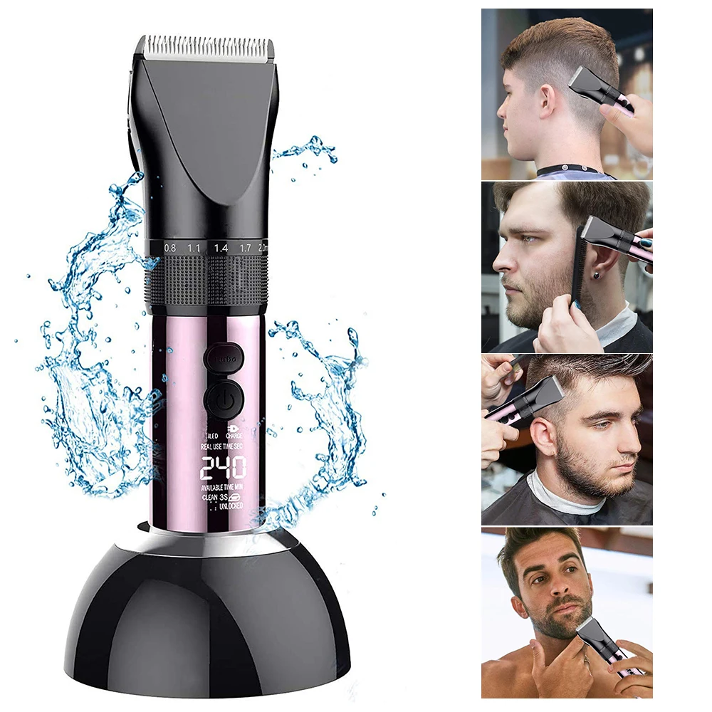 

Electric Hair Clipper Men Professional Hair Trimmer With LED Display 3 Modes Hair Cutter Dual Charging Method + Charging Base