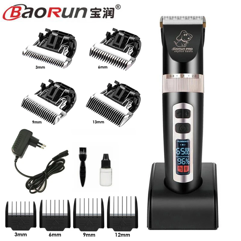 BAORUN P9 Professional Pet Cat Dog Hair Trimmer Rechargeable LCD
