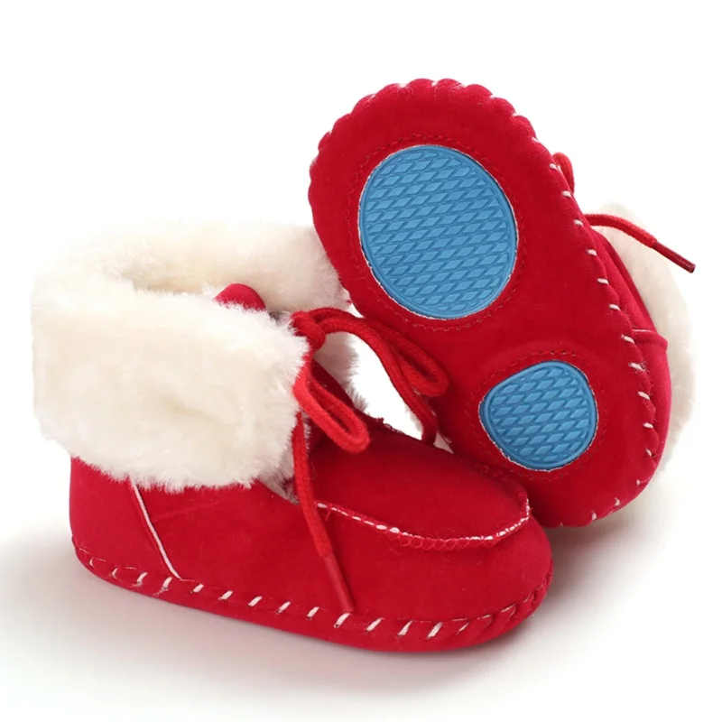 Зимние теплые Нескользящие повседневные кроссовки для маленьких мальчиков и девочек 0-18 месяцев; прогулочная обувь на мягкой подошве для малышей