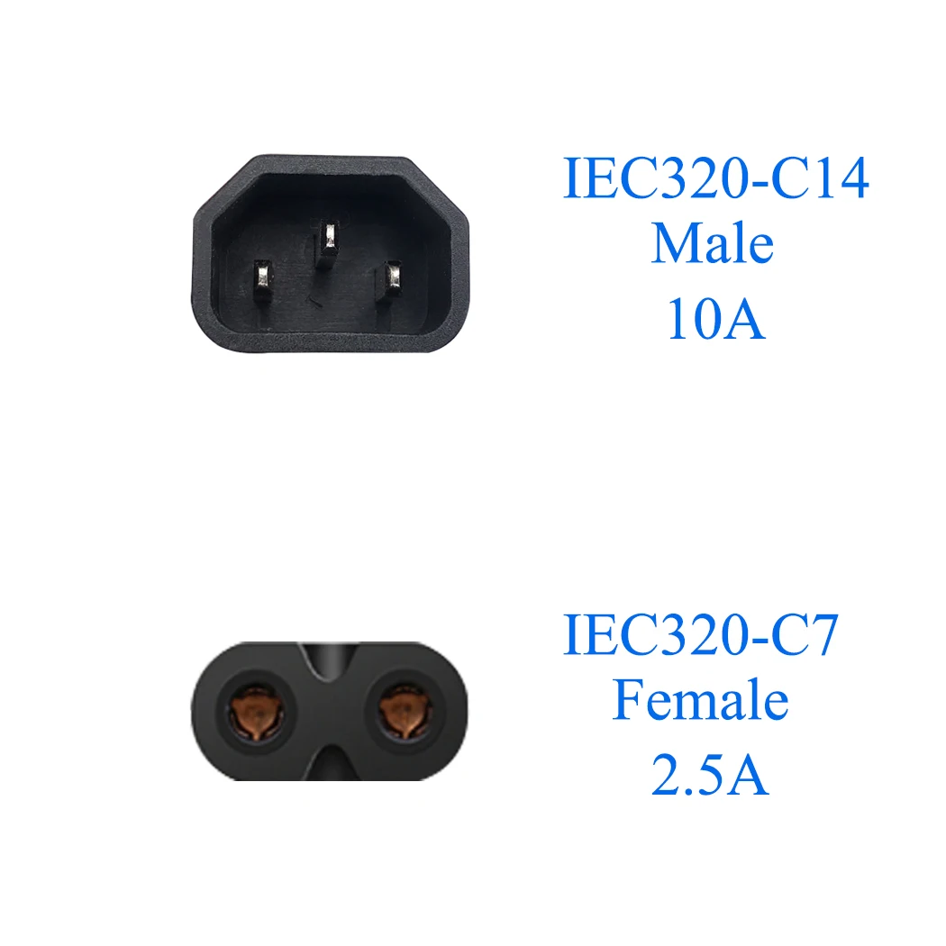 JORINDO IEC 320 C14 до C7 прямоугольный переходник IEC C7 до C14 3pin штекер 2pin Женский адаптер смены