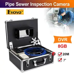 Eyoyo EP7D1 7 дюймов 20 м DVR труба канализационная инспекционная видеокамера ИК пульт дистанционного управления 1000TVL светодиодный измерительный