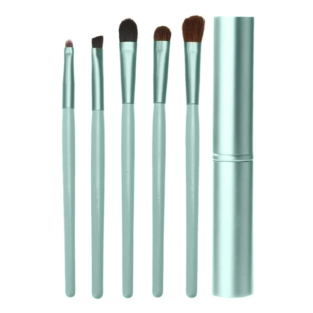 5pcs Green Профессиональный набор кистей для макияжа 15 шт., пудра, основа для теней, кисти для макияжа, косметика, мягкие синтетические волосы, набор инструментов для красоты - Handle Color: 5pcs Green