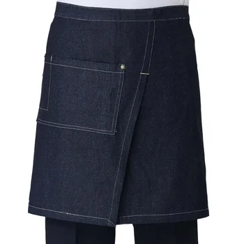 

Waiter Kitchen Wear Men Chef Uniform Striped Women Waitress Restaurant Cook Costumes Cafe Pocket Chef Aprons