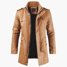 HTLB, Мужская зимняя модная длинная теплая флисовая кожаная куртка, Тренч, мужское повседневное пальто в английском стиле, винтажная кожаная куртка, мужские парки