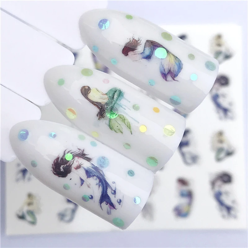 Hot DIY Small Flowers And Butterfly Watermark Nail Sticker Mermaid Wolf Totem Waterproof Jewelry | Красота и здоровье