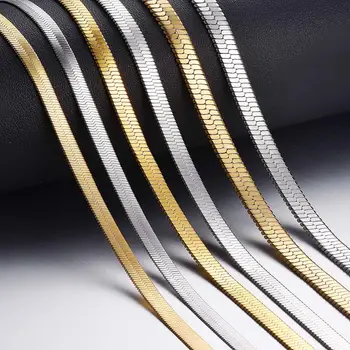 

1PC Width 4mm/5mm/6mm Stainless Steel Flat Snake Chain Necklace Jewelry for Men Women