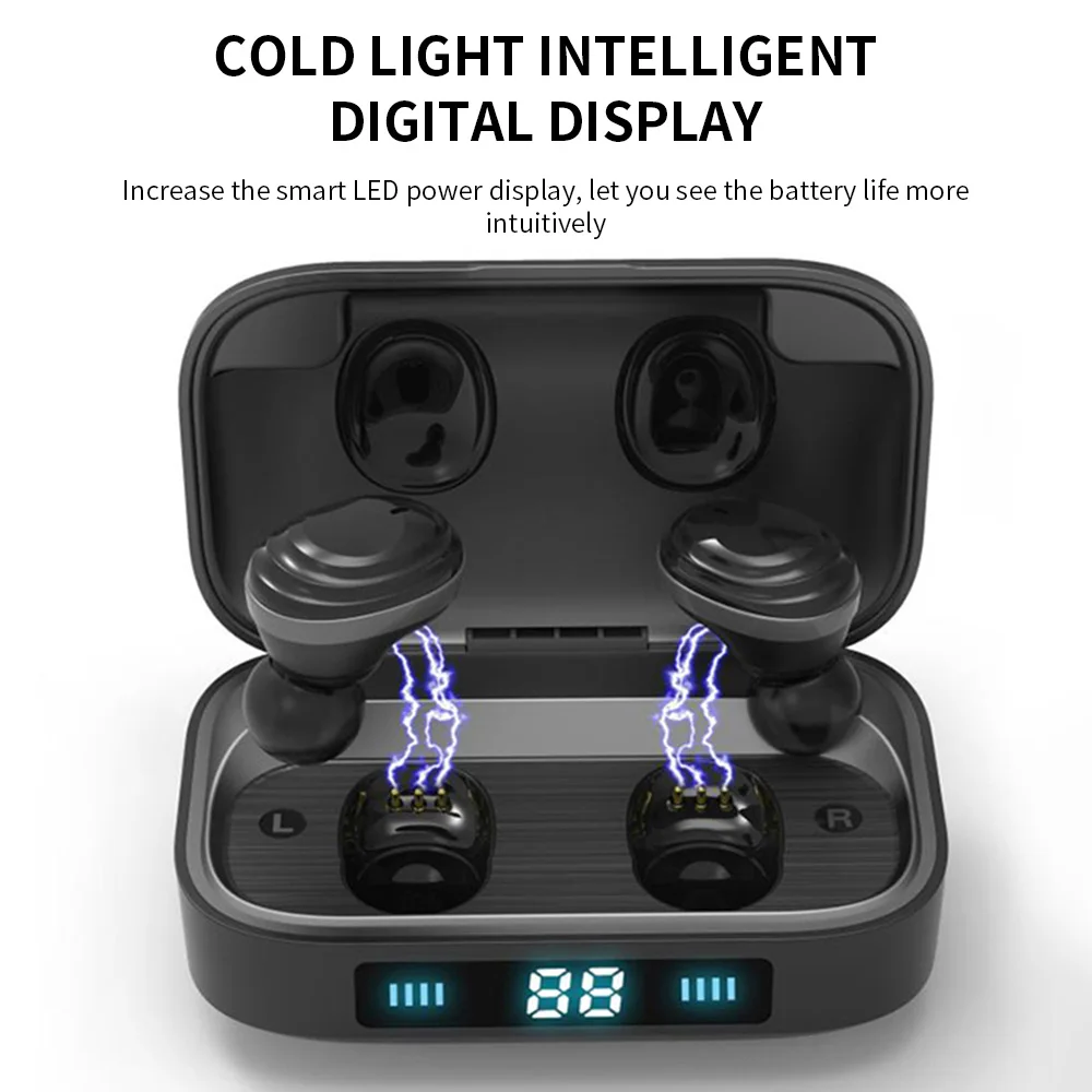 H01 Bluetooth наушники TWS истинный беспроводной 9D стерео музыкальный наушник светодиодный дисплей 2000 мАч наушники можно заряжать для телефона