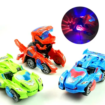 

Puzzle Electric Deformation Dinosaur Chariot Deformed Dinosaur Racing Car Children's Educational Toys with Light Sound Game Gift