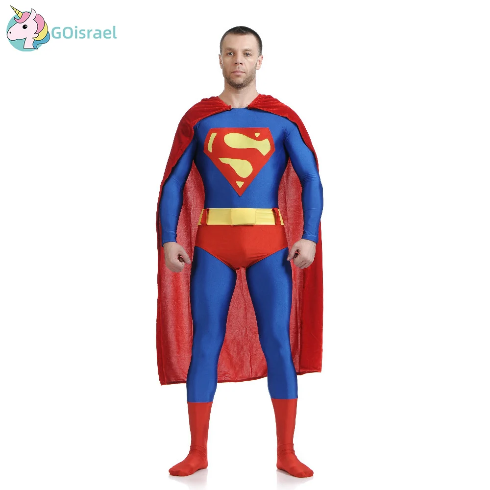 

Adult Superman Costume Movie Superhero Cosplay Costume Spandex Lycra Zentai Suit Men's Halloween Carnival Costume