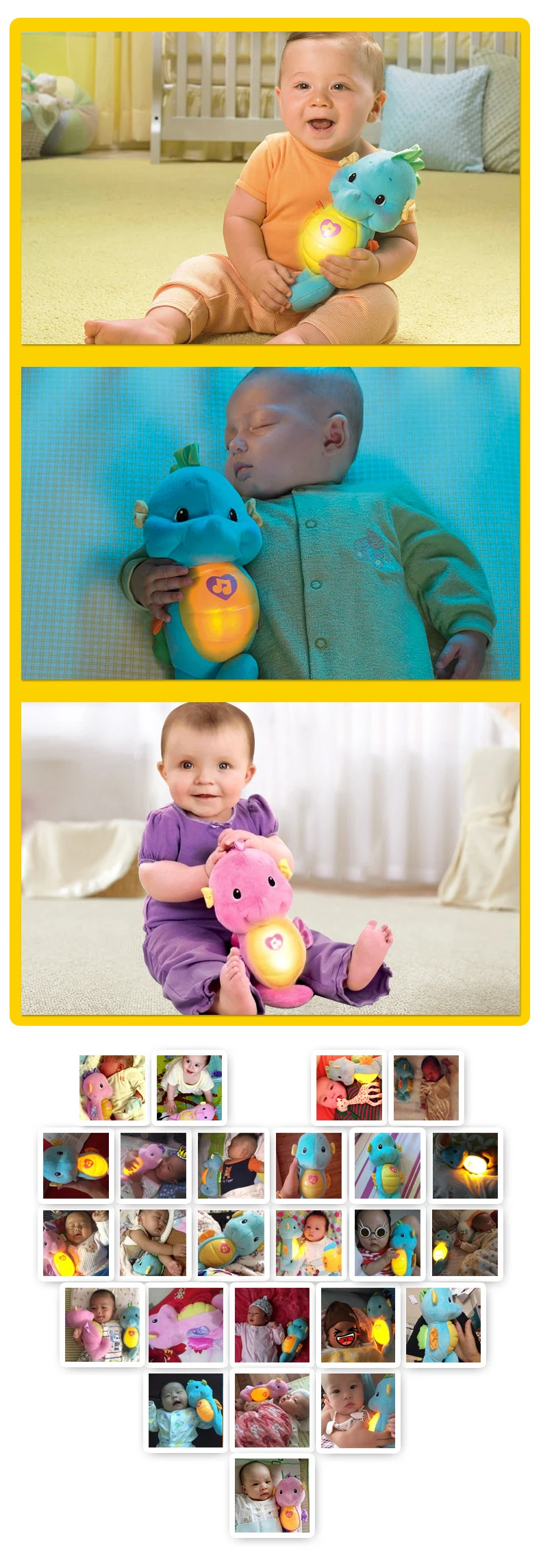 Fisher Price звук и легкий плюшевый гиппокамп кукла аппетит гипноз от 0 до 24 месяцев Детские Музыкальные Развивающие игрушки подарок