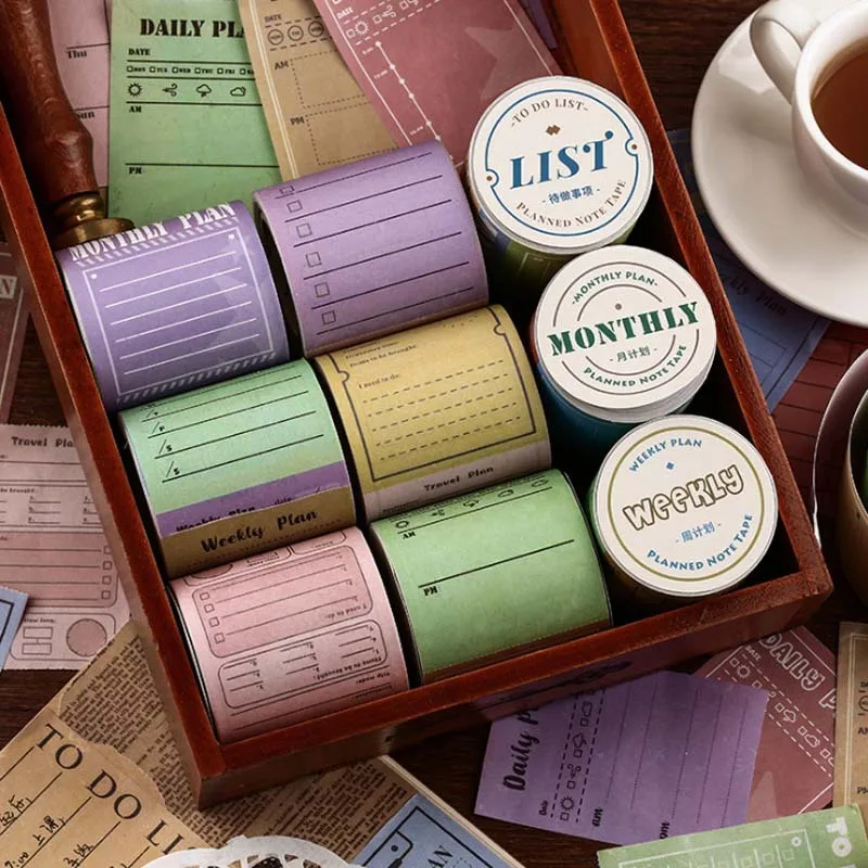 

5cmx5m Writable Masking Tape Monthly Weekly Travel Vintage Label Sticker Daily Plan To do List DIY Decoration Scrapbooking Tape