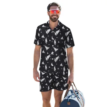 

2020 Short-sleeve Shirt Shorts Men Set Summer Casual Hawaii Beach Holiday Sets Printed Suit mens fashions 2 piece vetement homme