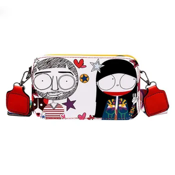 

Fashion Street Style Graffiti PU Leather Crossbody Bags for Women Zipper Mini Teenager Girls Shoulder Messenger Bag Female Handb