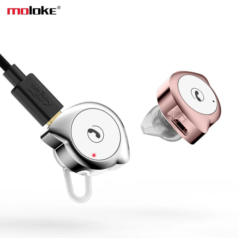 Moloke D4 Sports Wireless Bluetooth Headset Mini Hanging Earphone Stereo Phone Car Handsfree TWS Bluetooth Headset