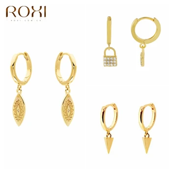 

ROXI Eyes Lock Rivets Zircon Crystals Hoop Earrings for Women Birthday Gift Sterling Silver 925 Earrings Cartilage Pendientes