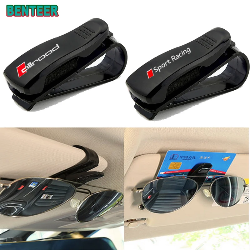 ABS Portable Car Glasses Cases Ticket Card Clamp Sun Visor Sunglasses Holder for AUDI styling | Автомобили и мотоциклы